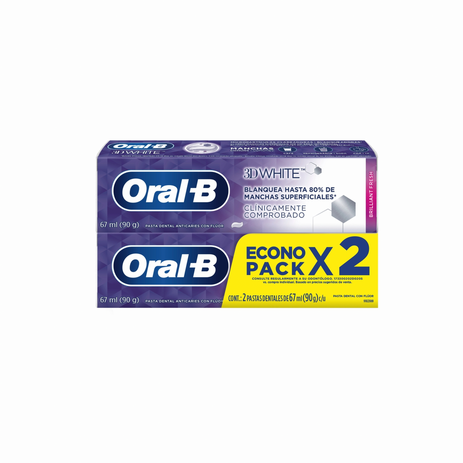 Pasta Dental 3D White Brilliant Fresh Micropartículas Blanqueadoras ORAL-B 134 Ml