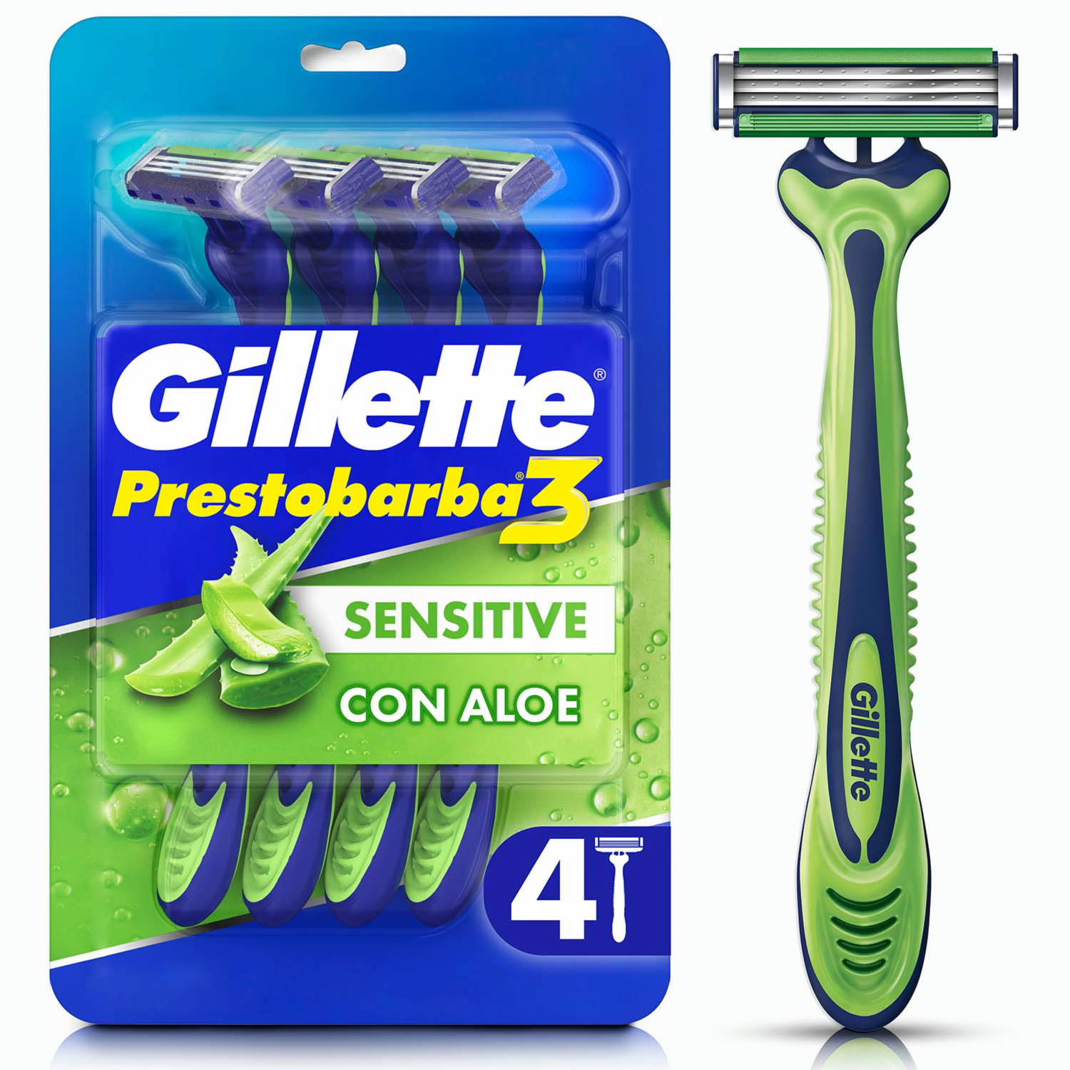 Afeitadora Desechable Prestobarba 3 Sensitive Con Aloe GILLETTE X 4 Uds