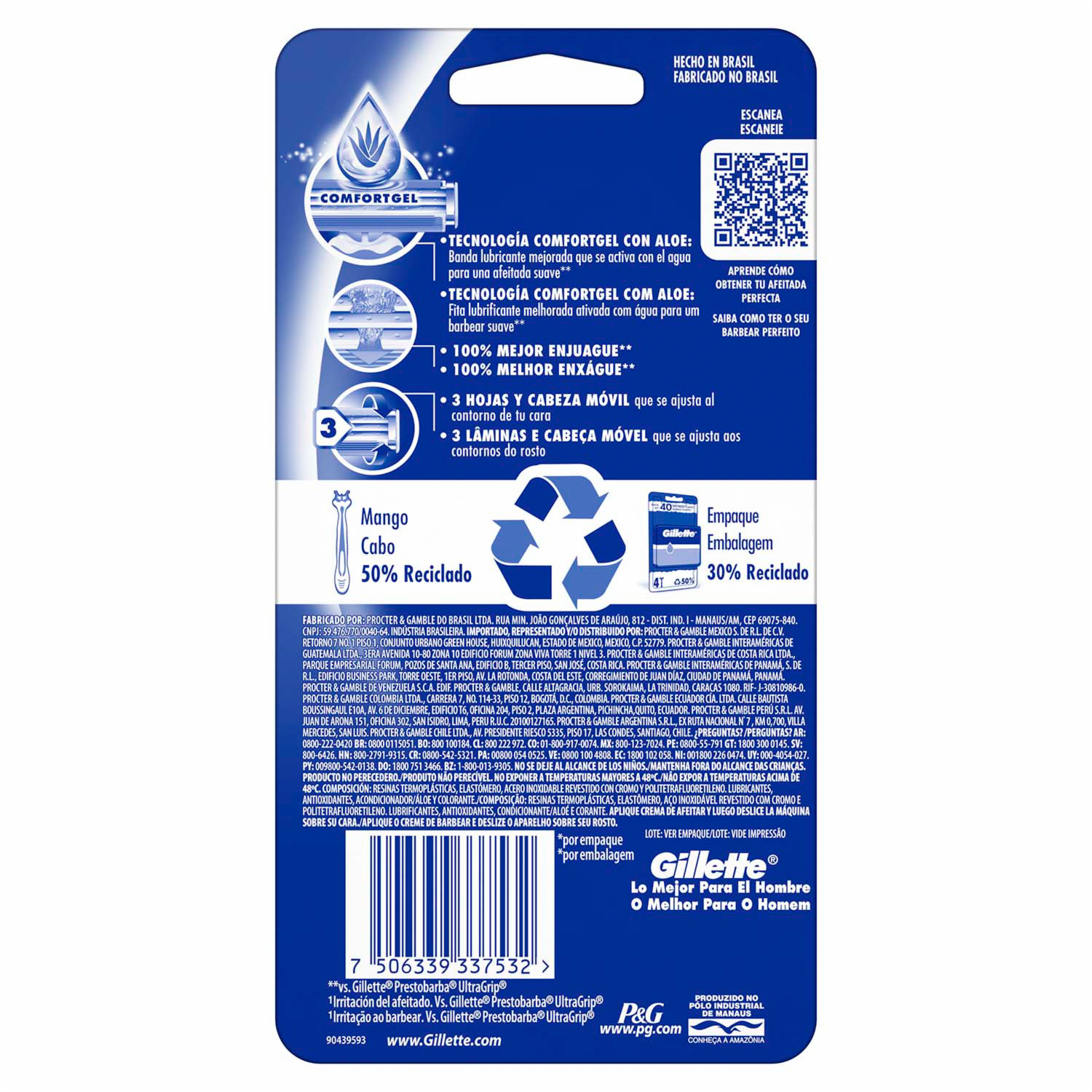 Afeitadora Desechable Prestobarba 3 Sensitive Con Aloe GILLETTE X 4 Uds