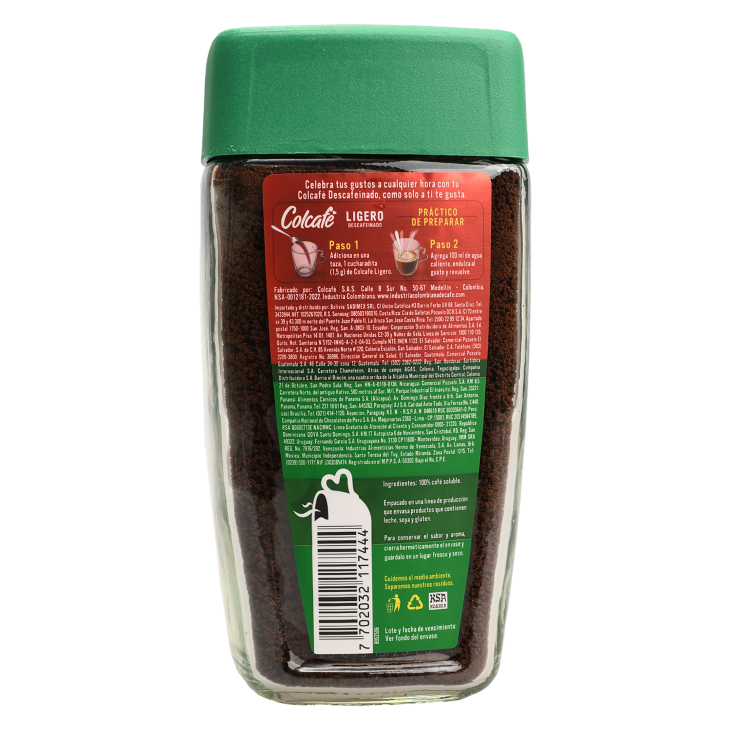 Café Instantáneo Descafeinado Ligero COLCAFÉ 90 G