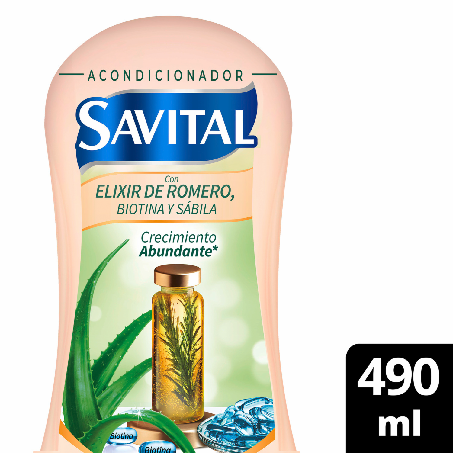 Acondicionador De Cabello Elixir De Romero Crecimiento Abundante SAVITAL 490 Ml