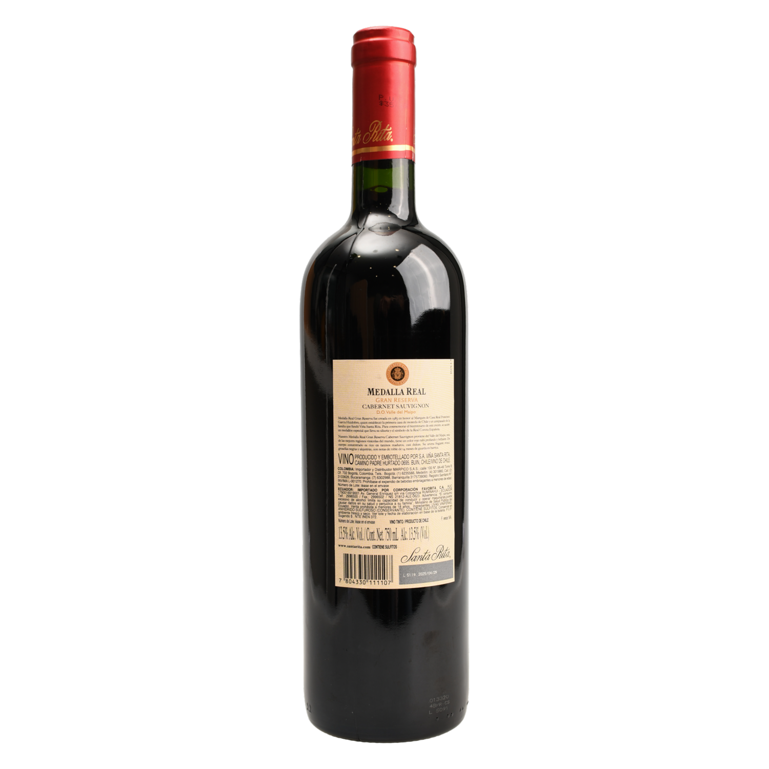 Vino Tinto Cabernet Sauvignon MEDALLA REAL 750 Ml