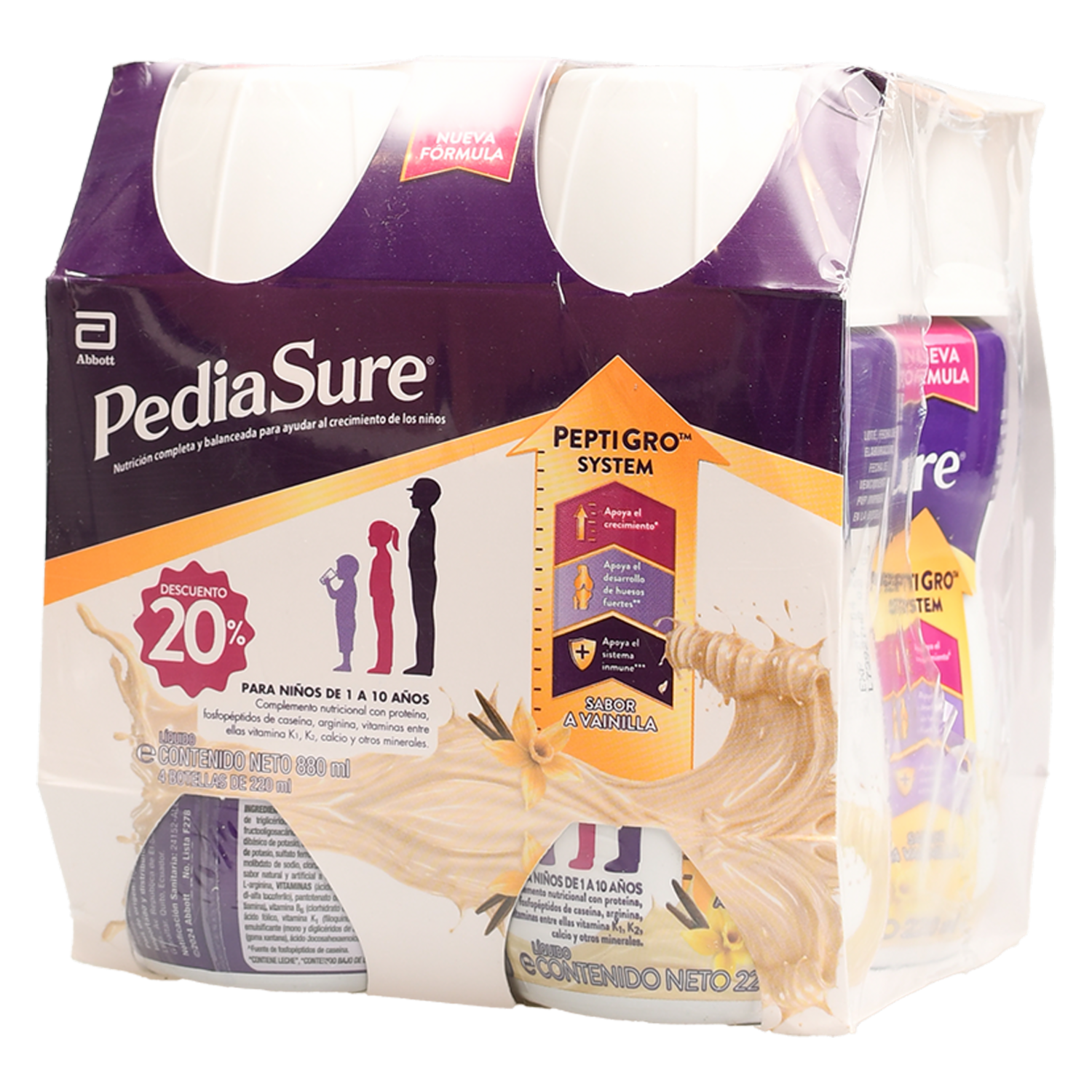 Suplemento Infantil Sabor A Vainilla PEDIASURE 4 X 220 Ml