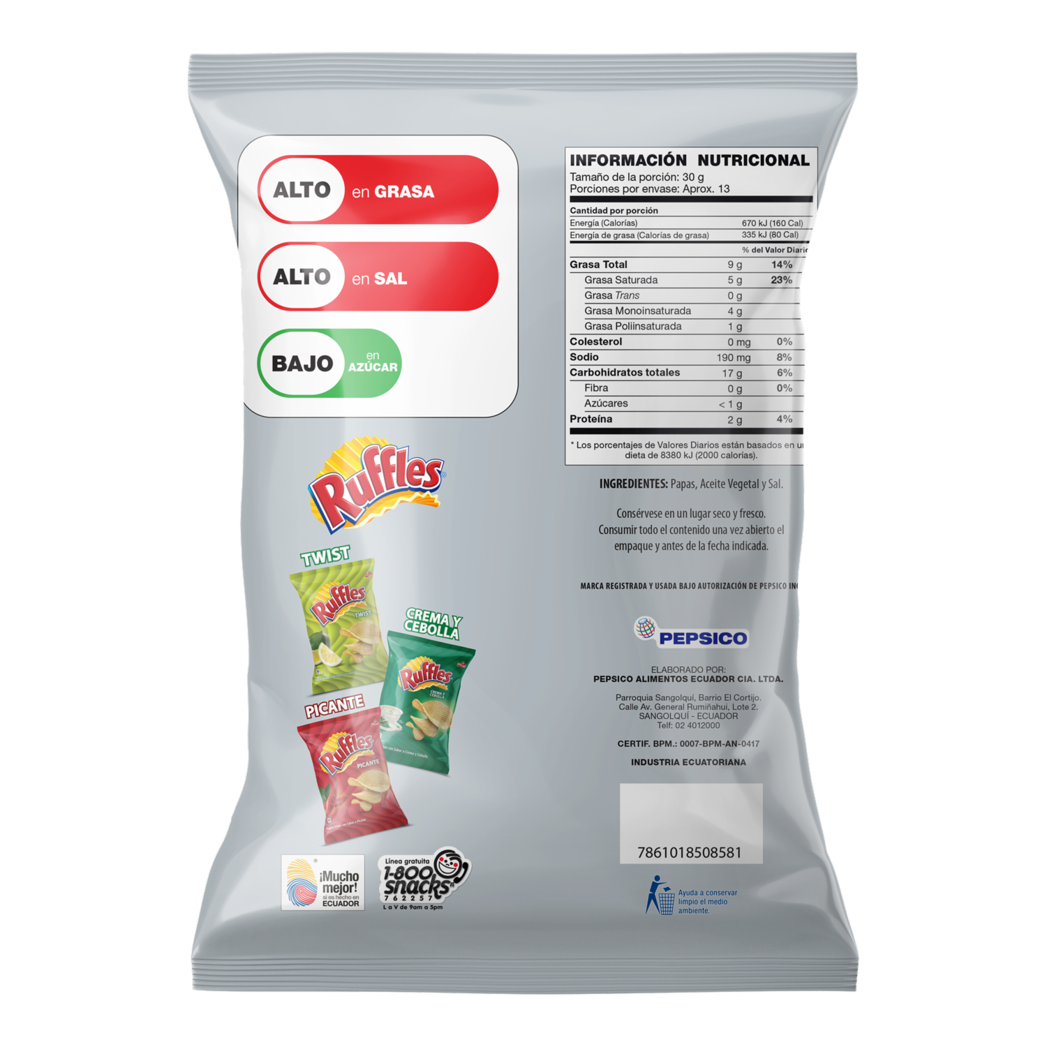 Papas Fritas Sabor Original RUFFLES 400 g