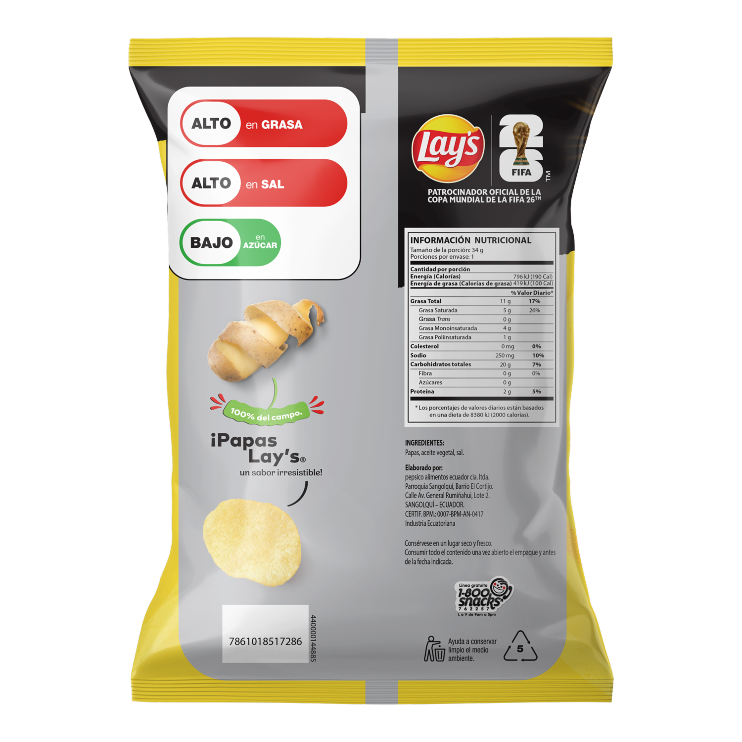 Papas Fritas Naturales Edición Messi LAY’S 34 G