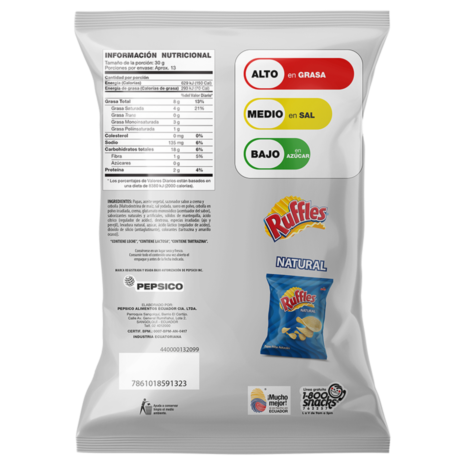 Papas Fritas Sabor A Cebolla RUFFLES 400 G