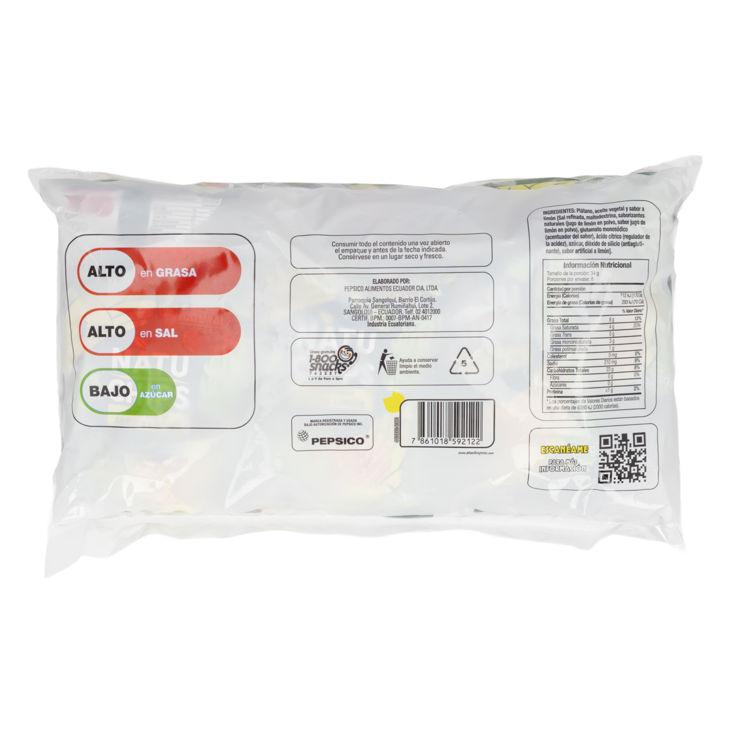 Chifles Sabor A Limón NATUCHIPS 8 X 34 G