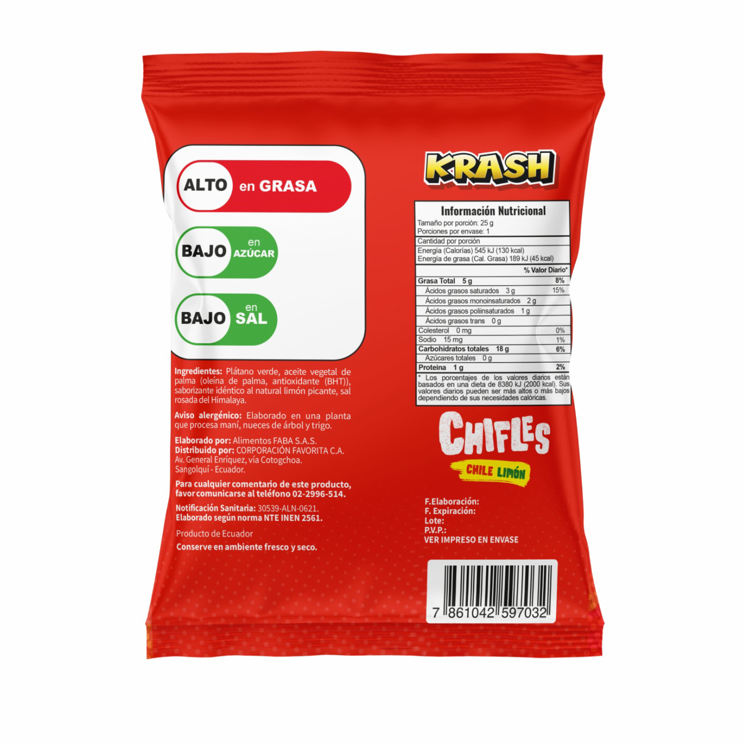 Chifles Sabor A Limón Picante Con Pic Ajín KRASH 25 G