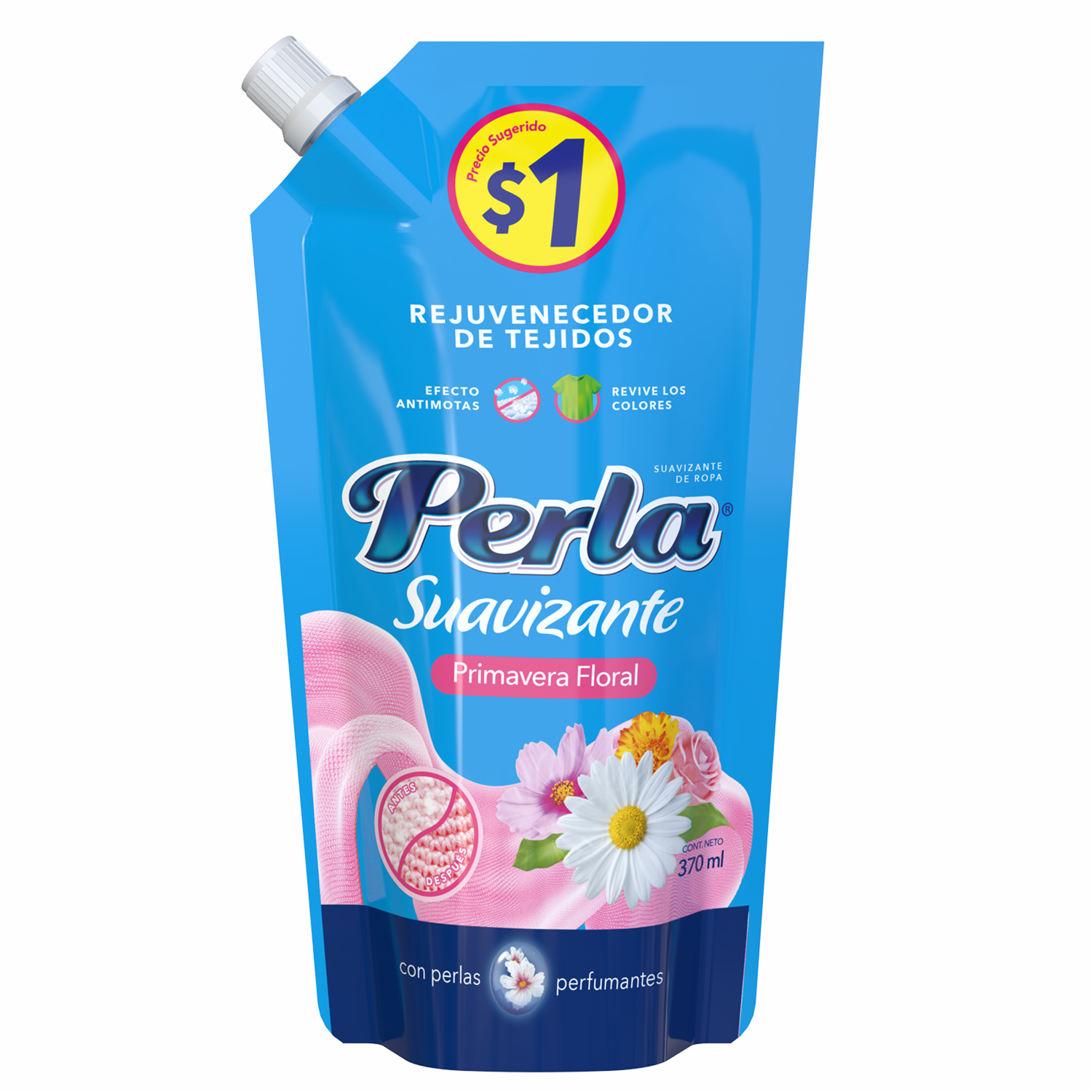 Suavizante De Ropa Rejuvenecedor De Tejidos Primavera Floral PERLA 370 Ml
