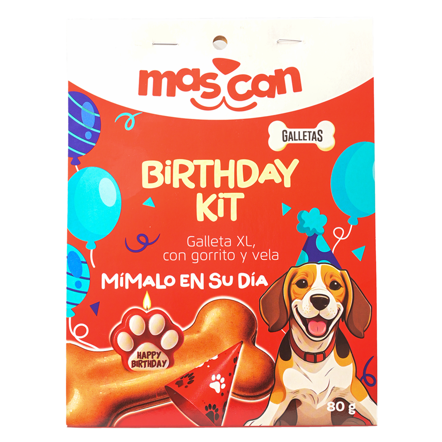 Snack Para Perros Kit Cumpleañero  Galleta Gorrito Y Vela MAS-CAN 80 G