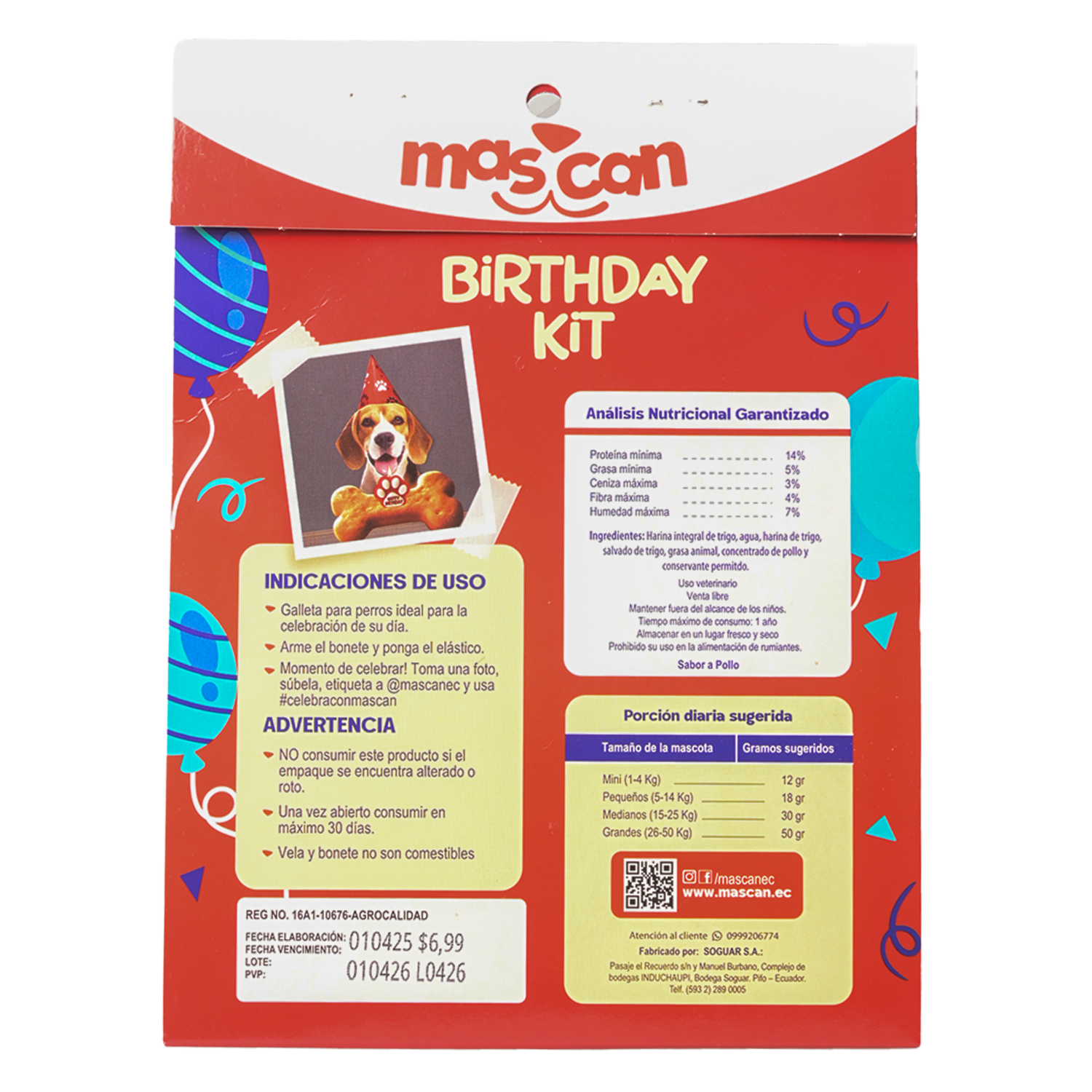 Snack Para Perros Kit Cumpleañero  Galleta Gorrito Y Vela MAS-CAN 80 G