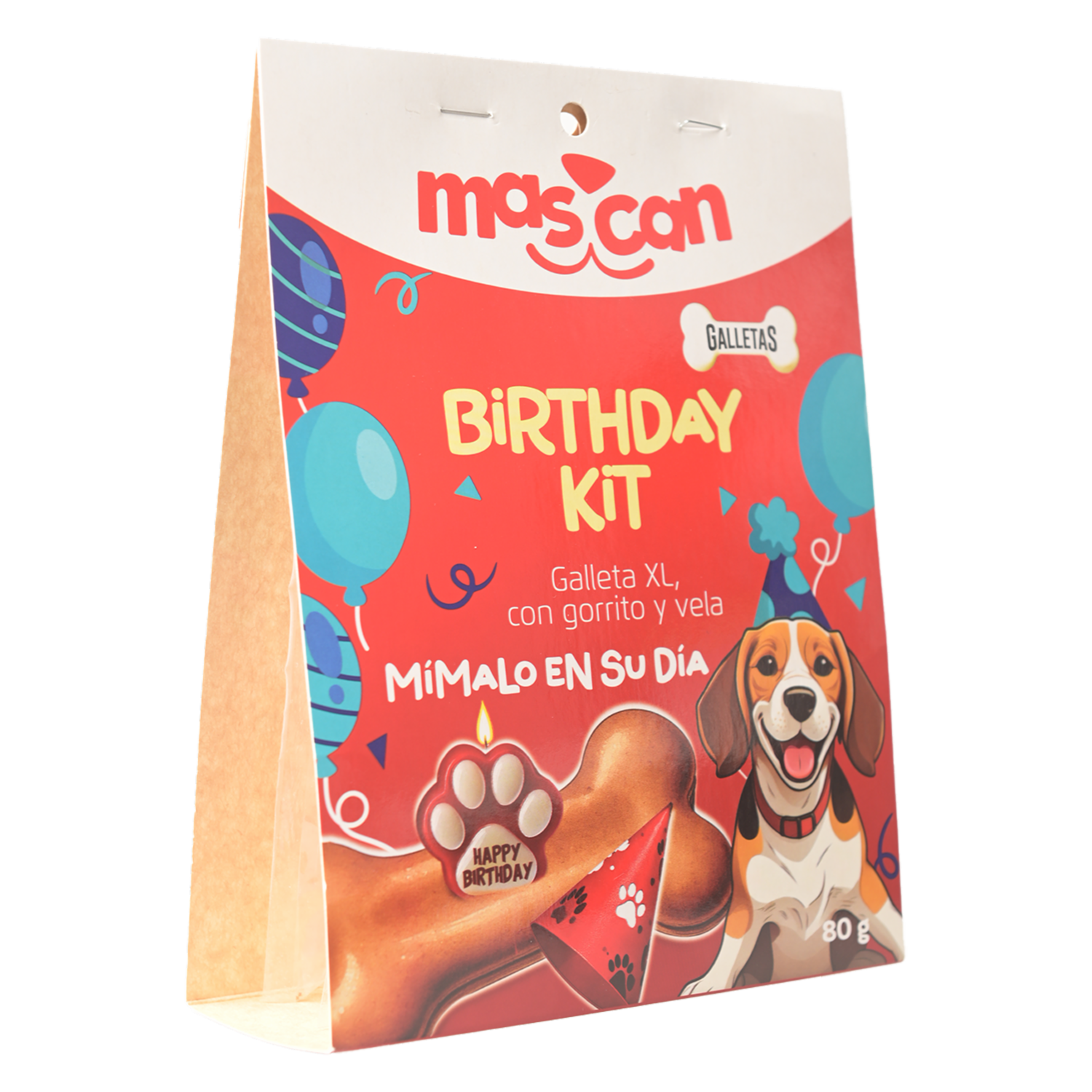 Snack Para Perros Kit Cumpleañero  Galleta Gorrito Y Vela MAS-CAN 80 G