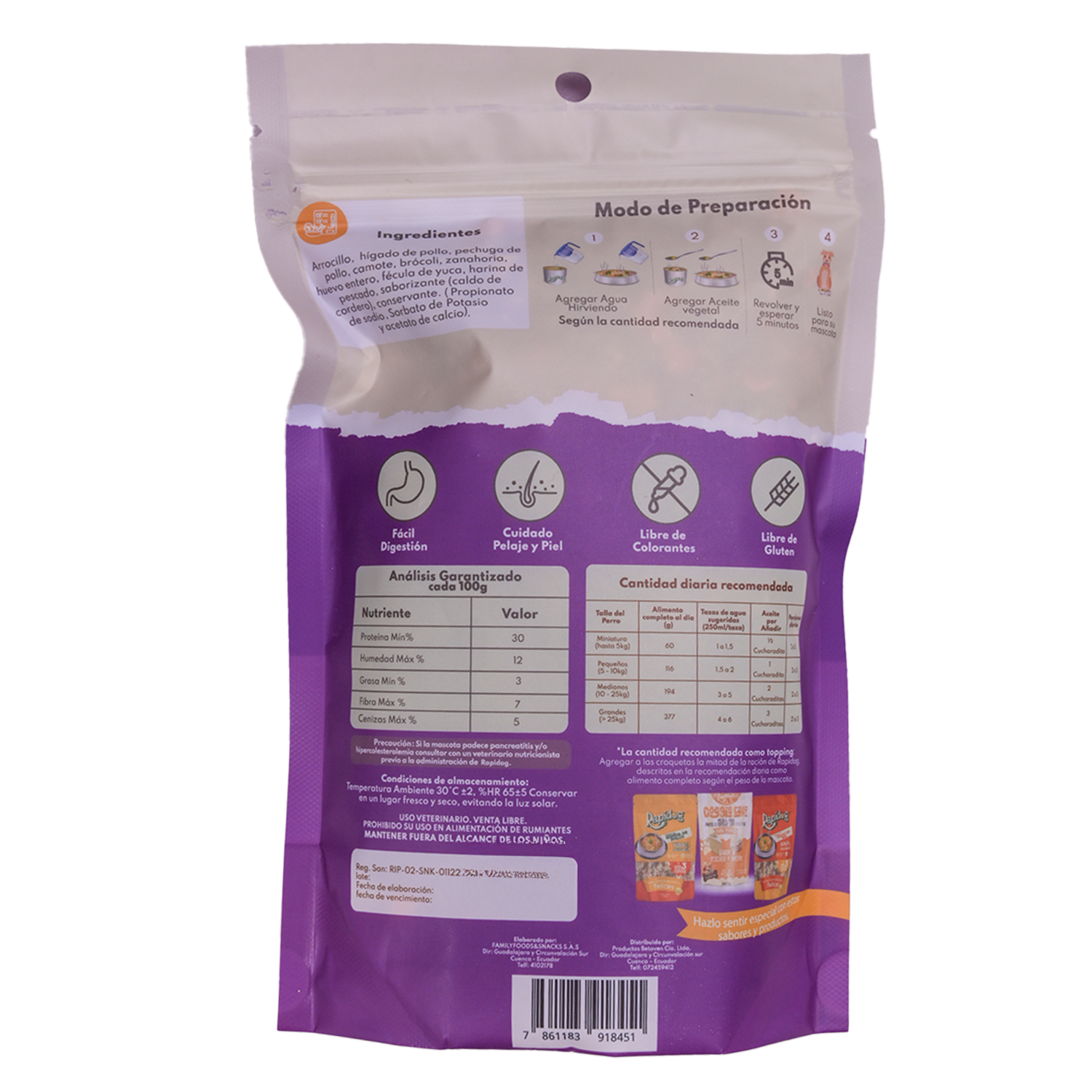Sopa De Verduras Para Perros Sabor A Cordero RAPIDOG 200 G
