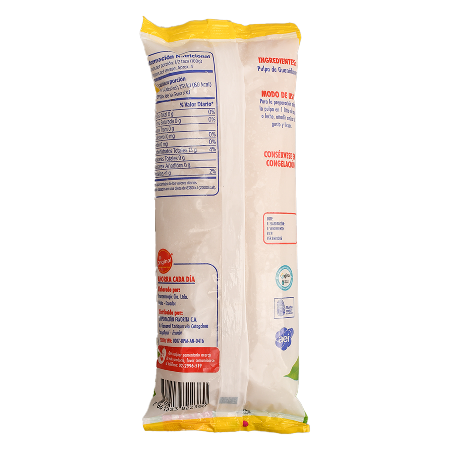 Pulpa Congelada de Guanabana LA ORIGINAL 375 G