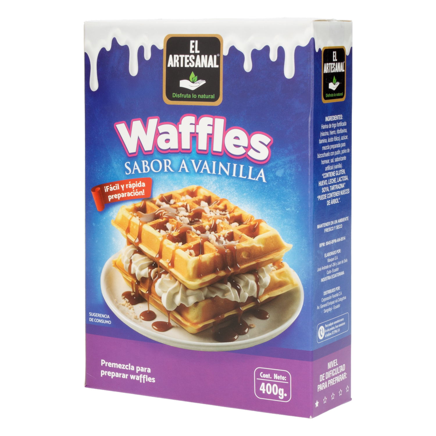 Premezcla De Waffles Sabor A Vainilla EL ARTESANAL 400 G