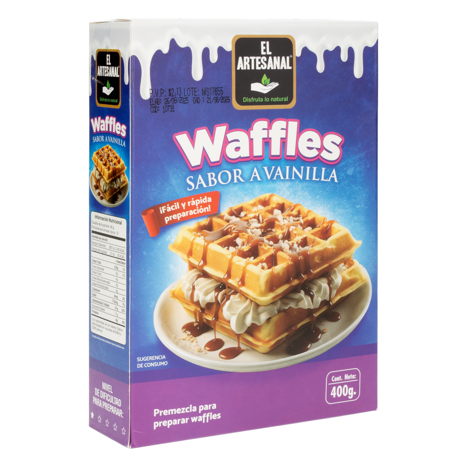 Premezcla De Waffles Sabor A Vainilla EL ARTESANAL 400 G