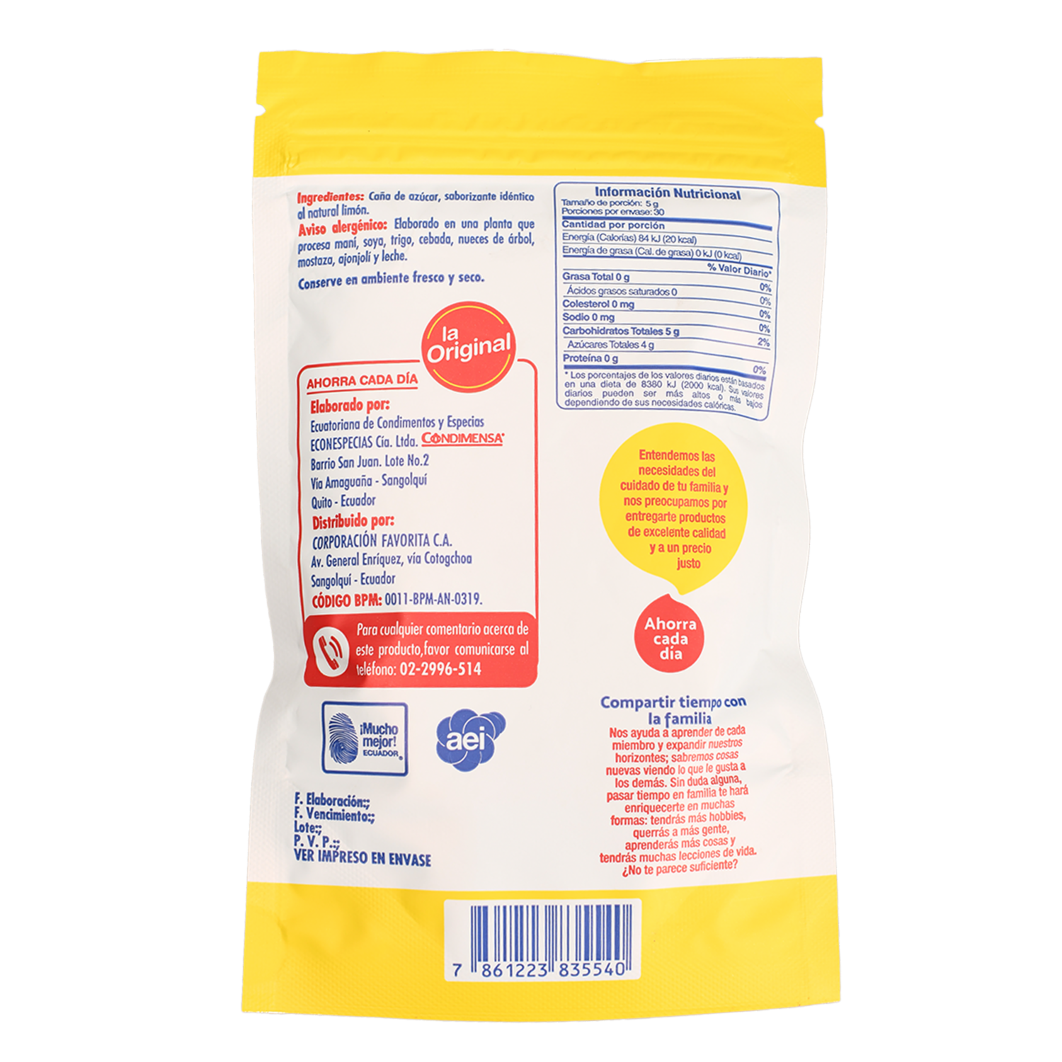 Panela Molida Sabor A Limón LA ORIGINAL 150 G