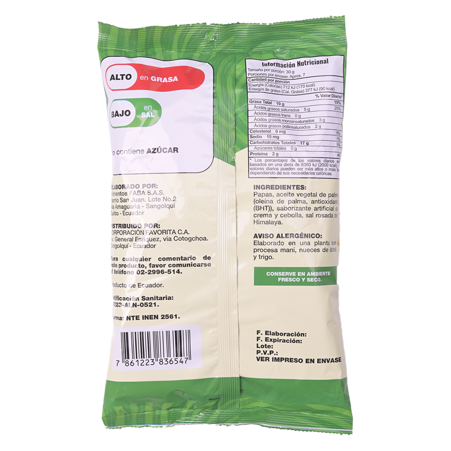 Papas Fritas Sabor A Crema Y Cebolla EL ARTESANAL 200 G