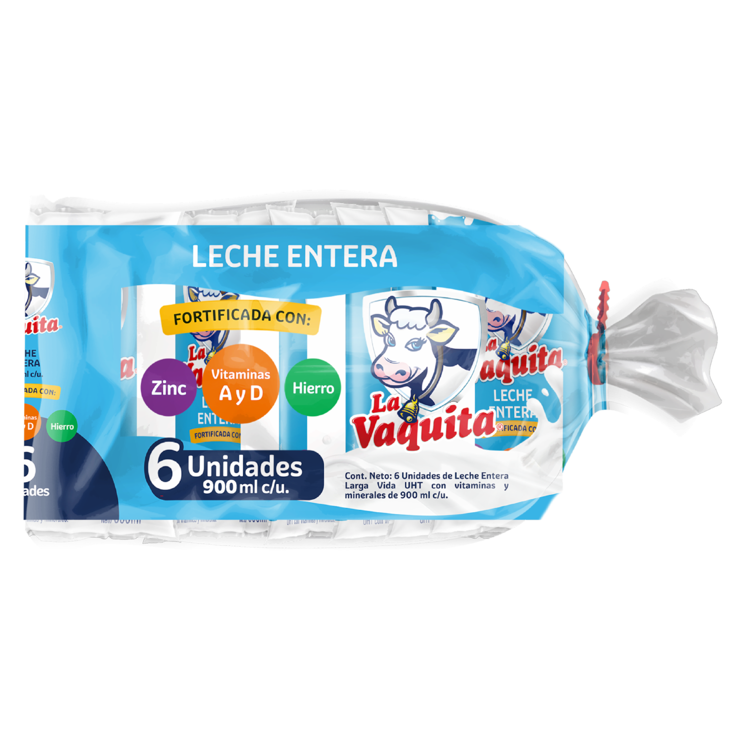Leche Entera Fortificada LA VAQUITA 6X900 Ml