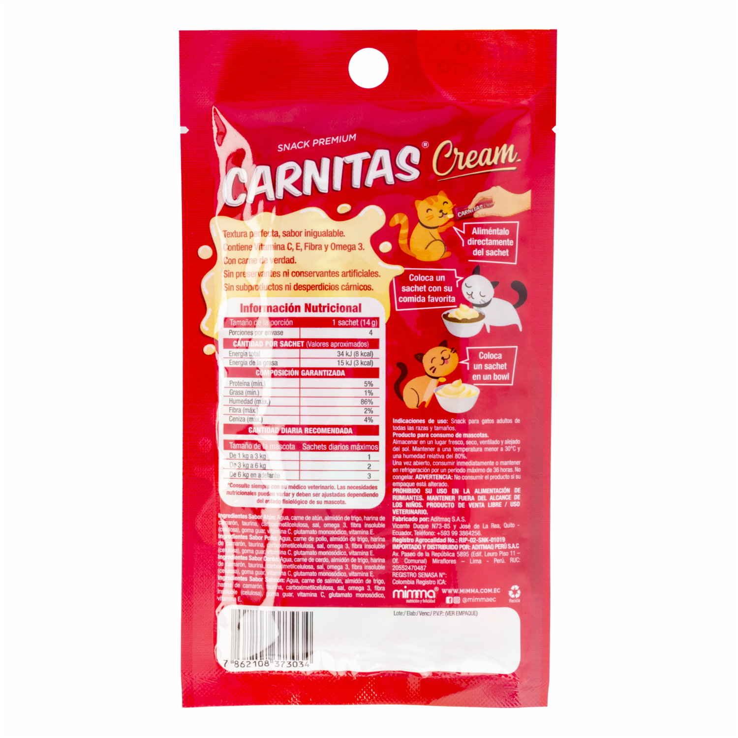 Snack Para Gatos Cream Mix DE Sabores CARNITAS 56 G