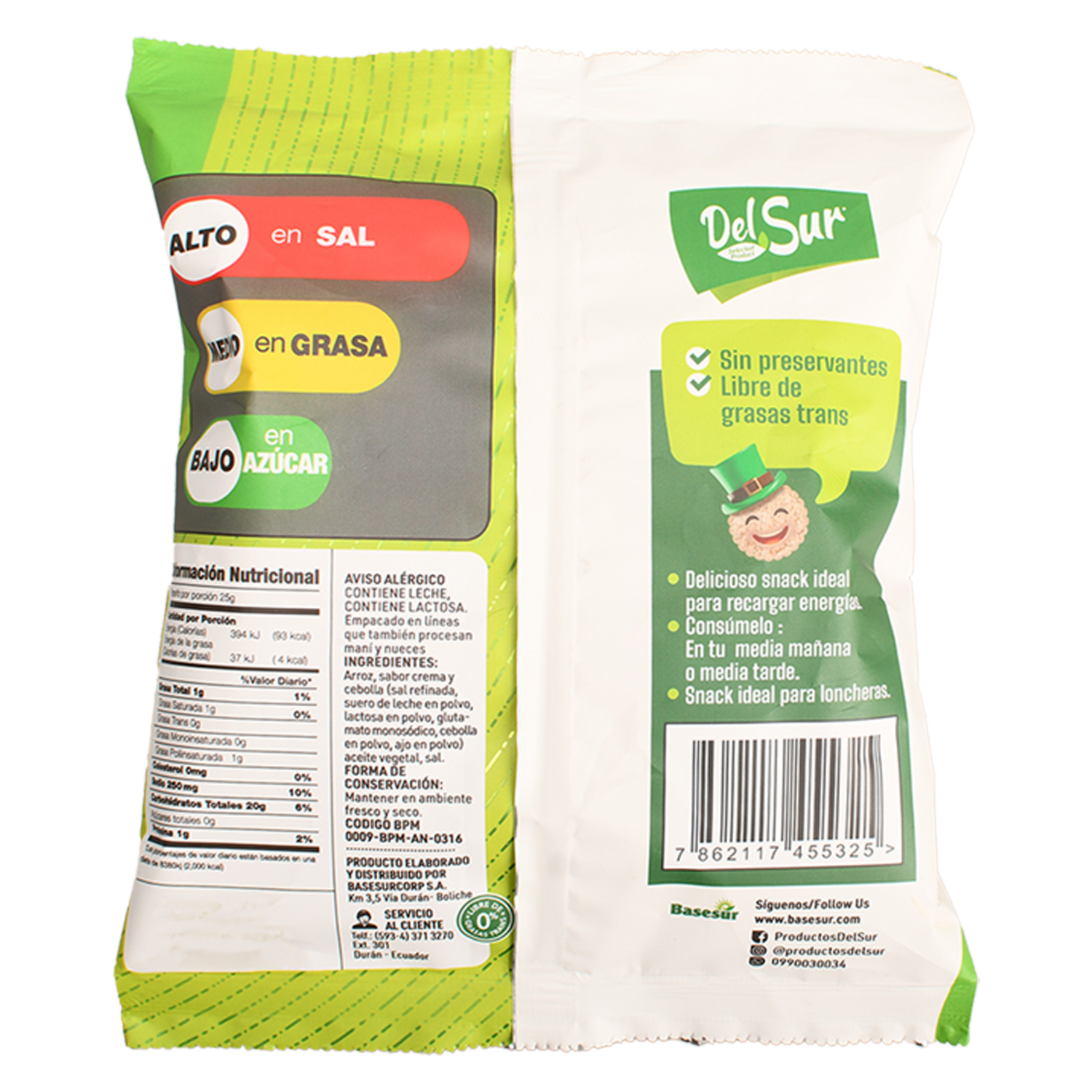Galletas De Arroz Sabor A Crema Y Cebolla DEL SUR 25 G
