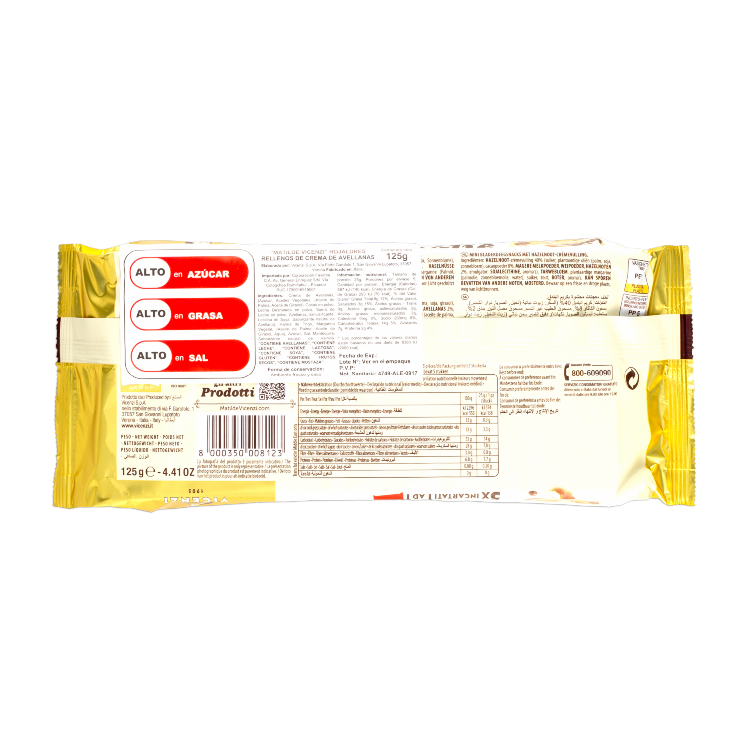 Galletas Dulces De Hojaldre Con Crema De Avellana MATILDE VICENZI 125 G
