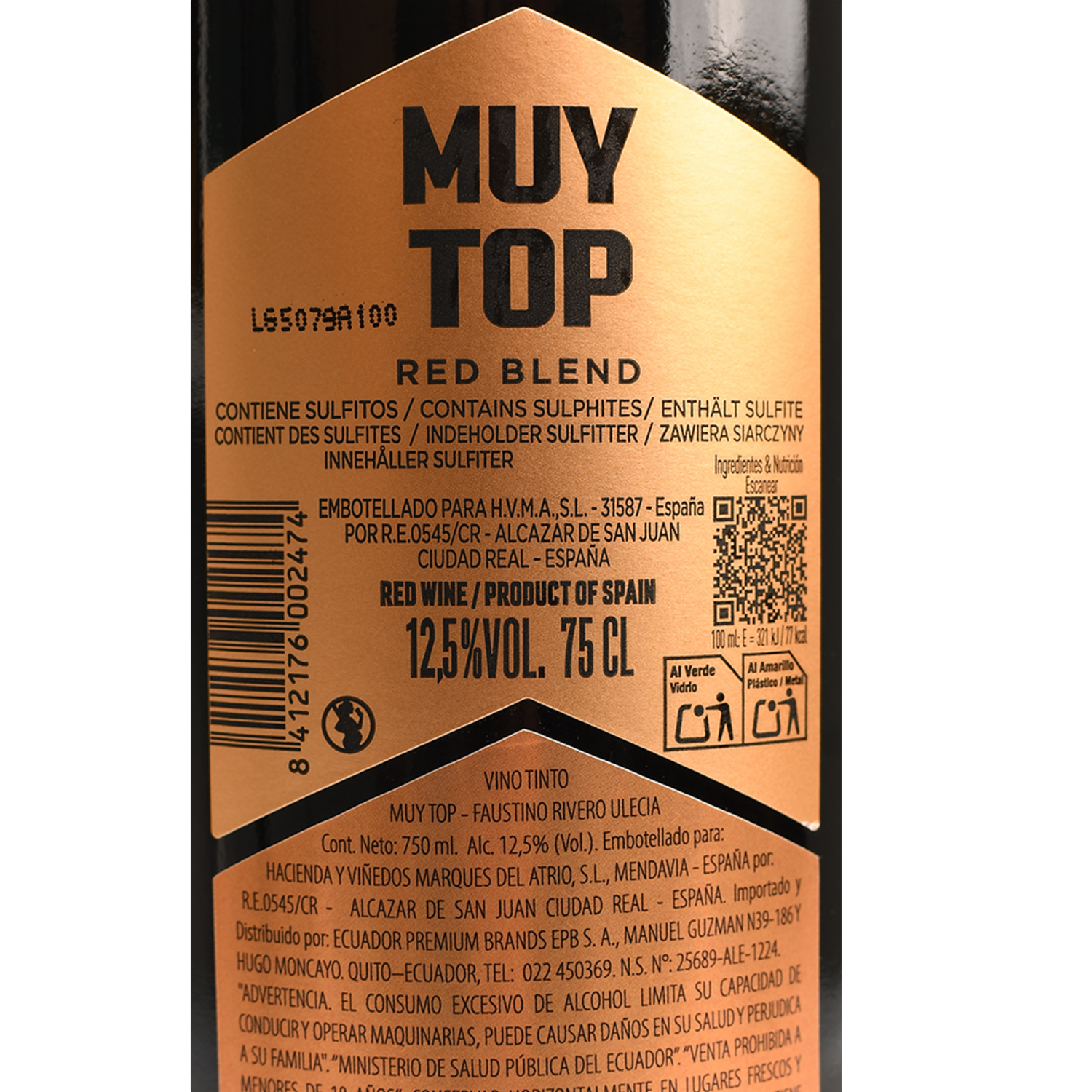 Vino Tinto Muy Top FAUSTINO RIVERO ULECIA 750 Ml
