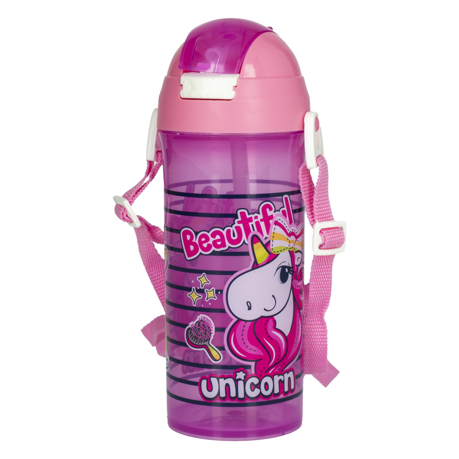 Botilito Escolar Con Sorbete Unicornio Rosado HEREVIN 610 Ml