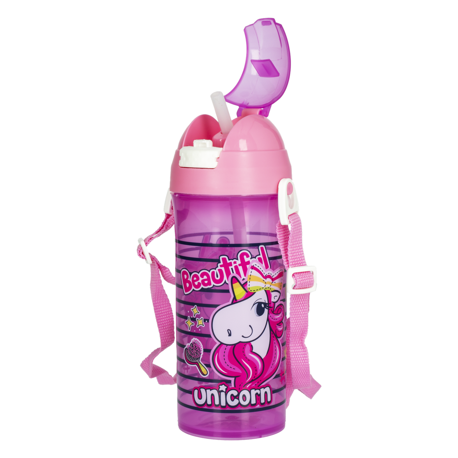 Botilito Escolar Con Sorbete Unicornio Rosado HEREVIN 610 Ml