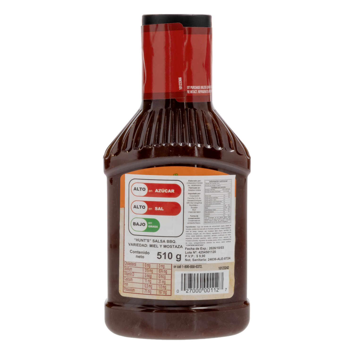 Salsa Bbq Con Miel Y Mostaza HUNT’S 510 G