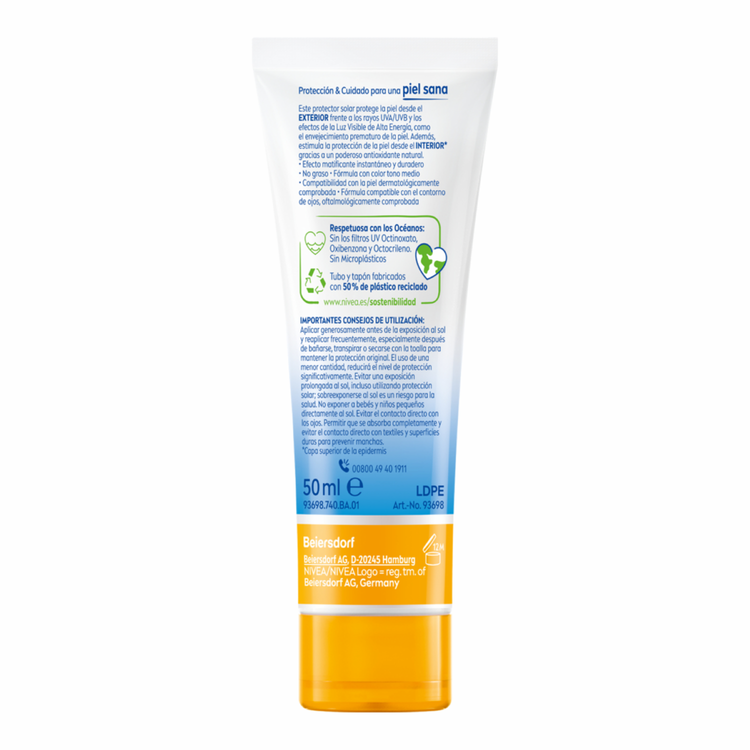 Protector Solar Facial Efecto Matificante Tono Medio Spf 50+ NIVEA 50 Ml