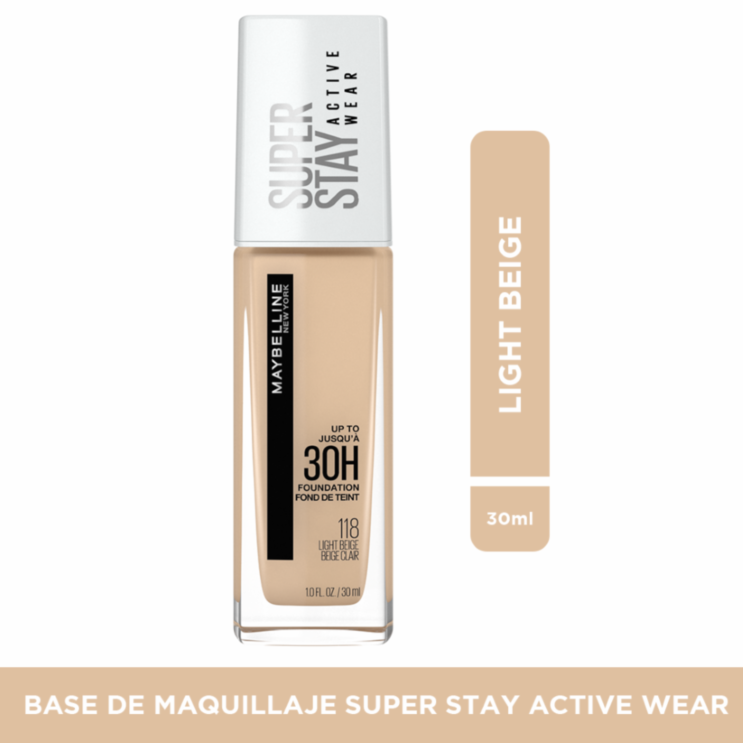 Base De Maquillaje Líquida Super Stay Active Wear Tono 120 Classic Ivory MAYBELLINE NEW YORK