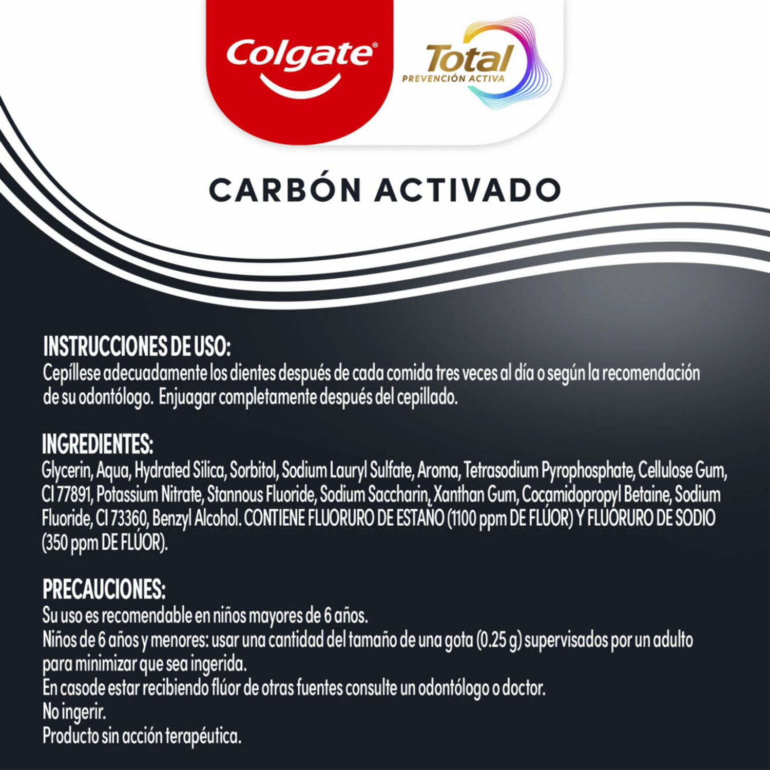 Pasta Dental Total Carbón Prevención Activa COLGATE 3 X 75Ml