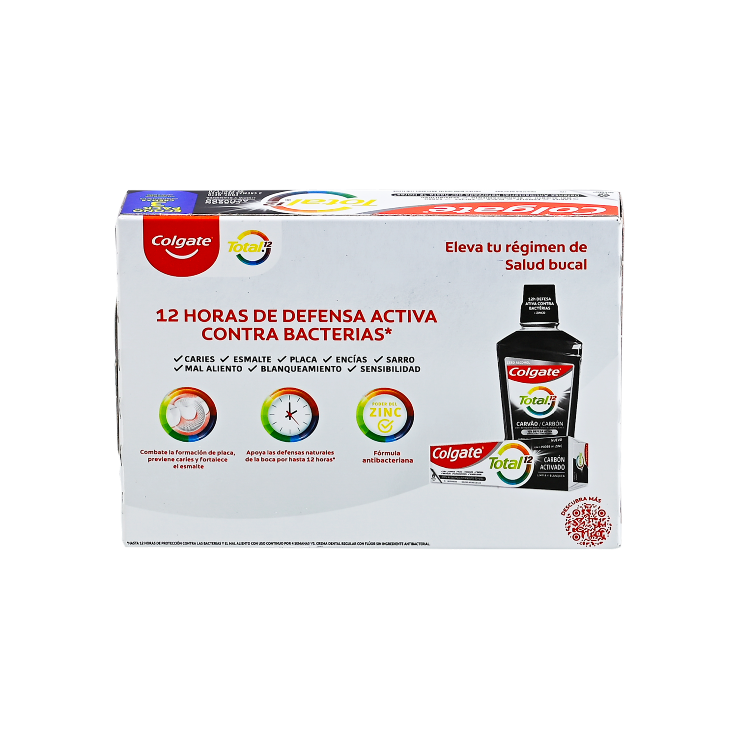 Pasta Dental Total 12 Carbón Activado Con Zinc COLGATE 3 X 75 Ml