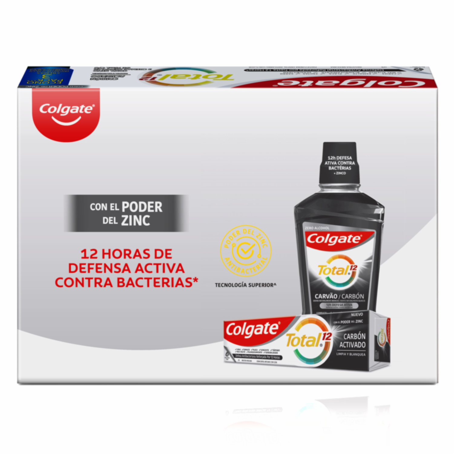 Pasta Dental Total 12 Carbón Activado Con Zinc COLGATE 3 X 75 Ml
