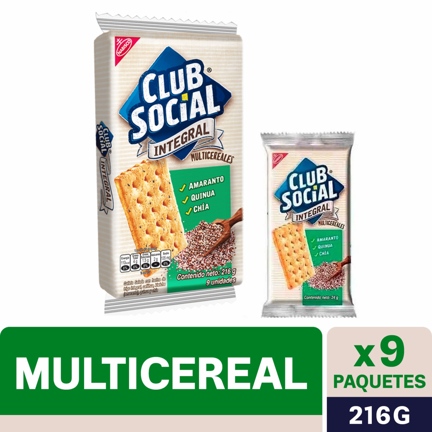 Galletas De Sal Integral Multicereal CLUB SOCIAL 216 G