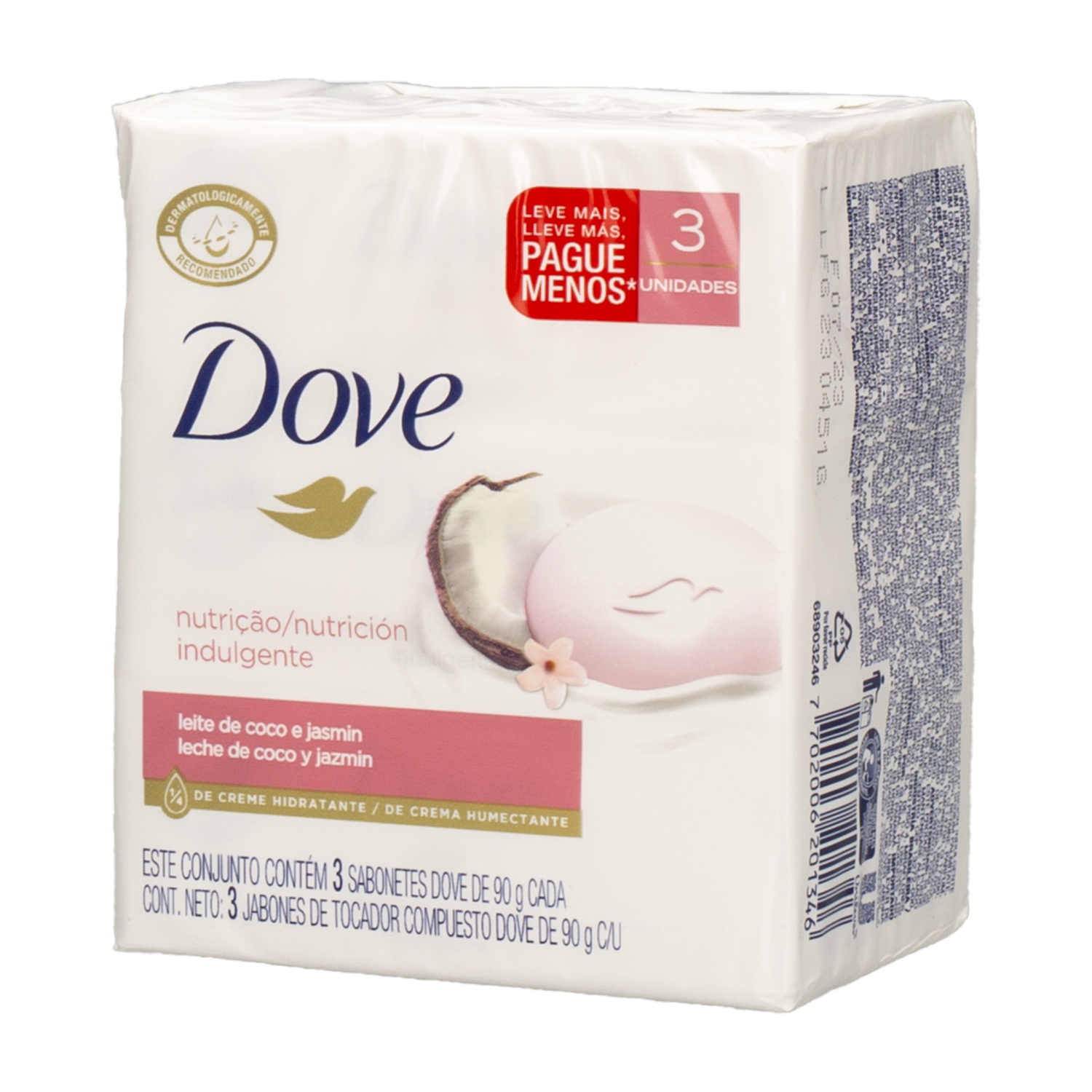 Jabón En Barra Con Leche De Coco DOVE 3 X 90 G