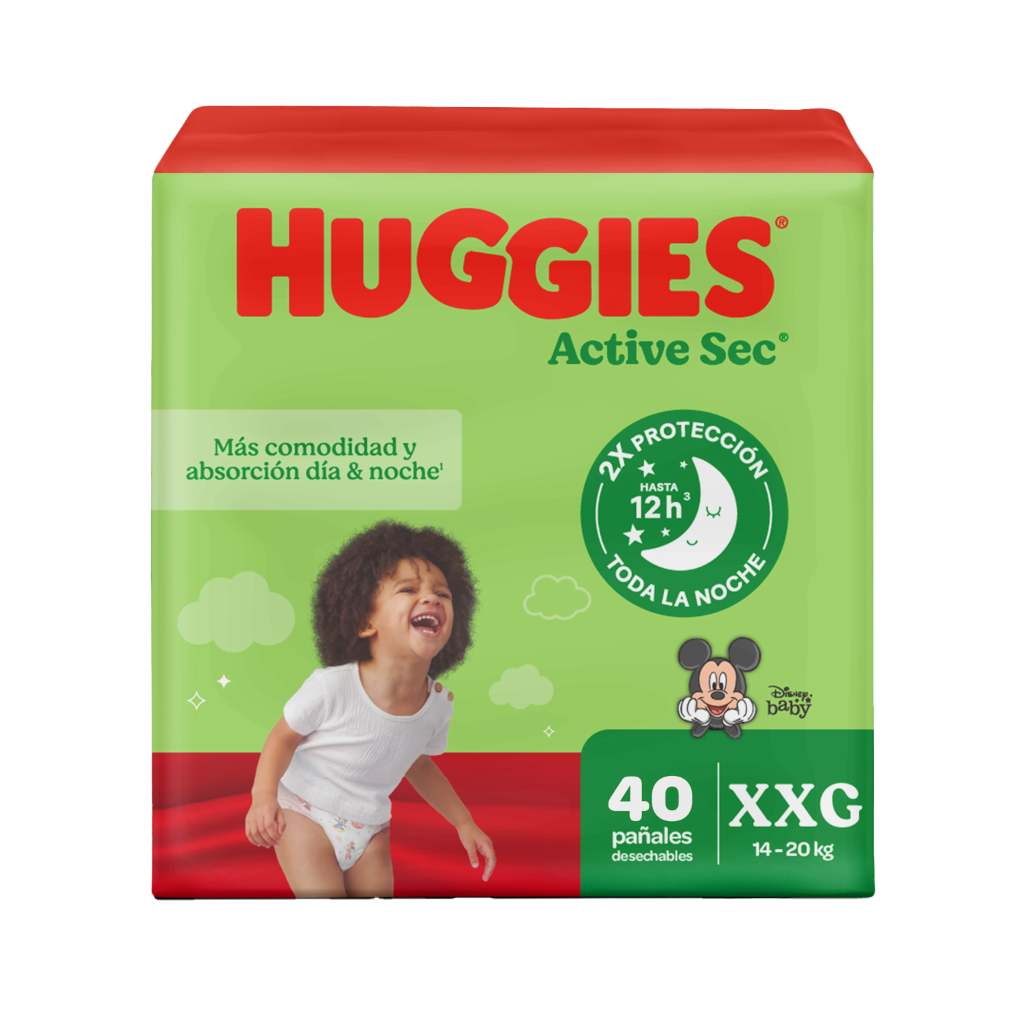 Pañales Desechables Active Sec Etapa 5/XXG  Más Comodidad y Absorción HUGGIES X 40 Uds