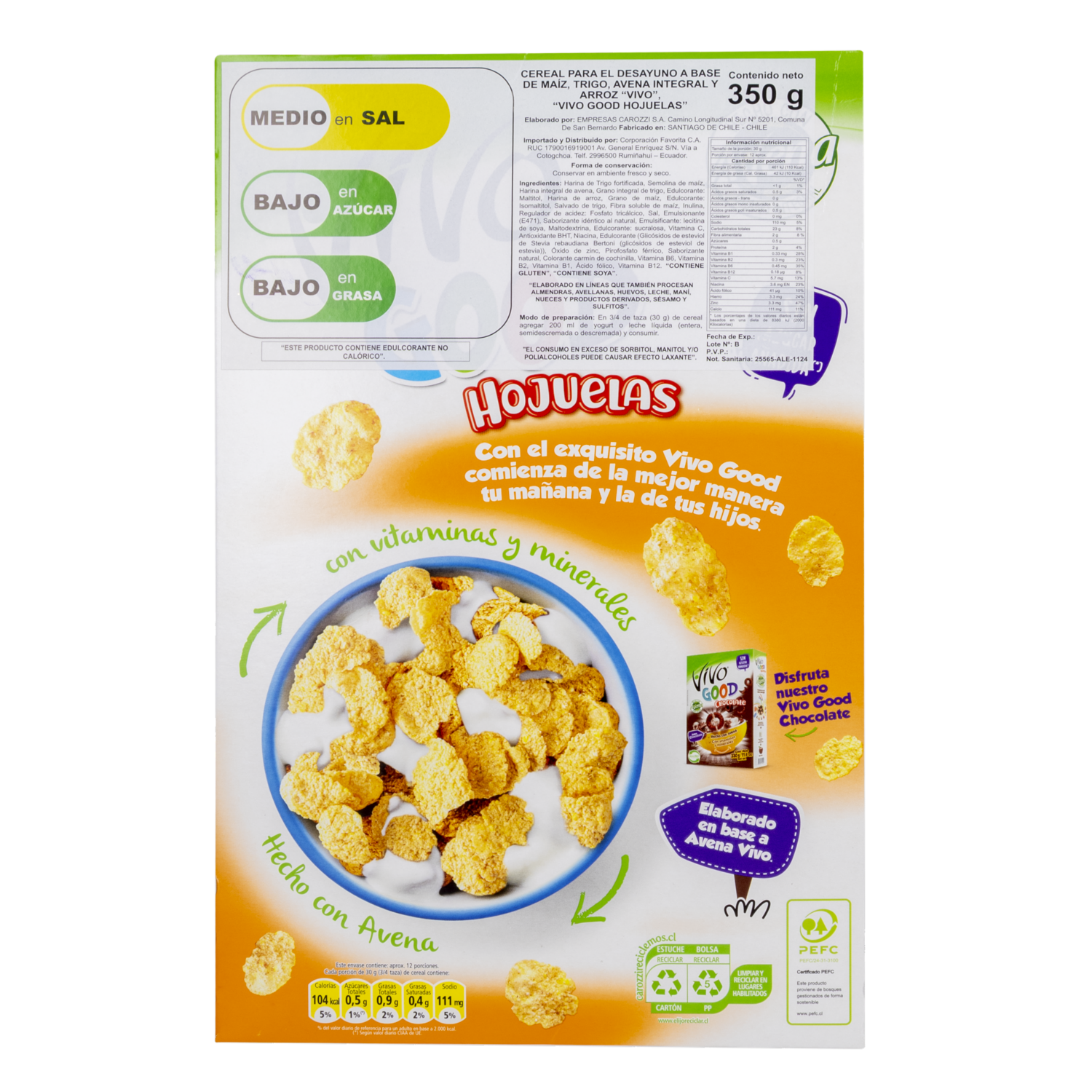 Cereal De Hojuelas Dulces Sin Azúcar Añadida VIVO GOOD 350 G