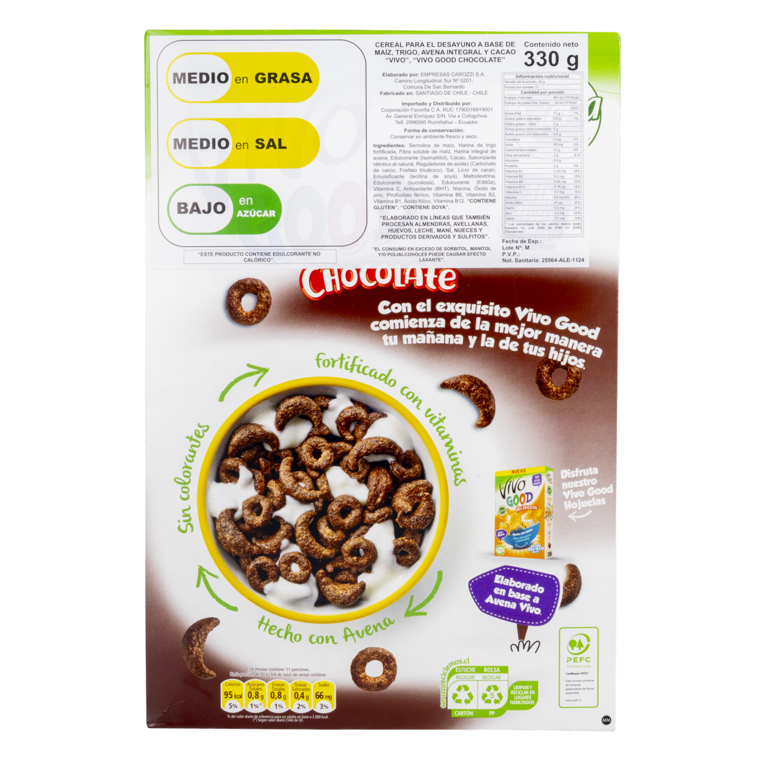 Cereal Sabor Chocolate Sin Azúcar Añadida VIVO GOOD 330 G