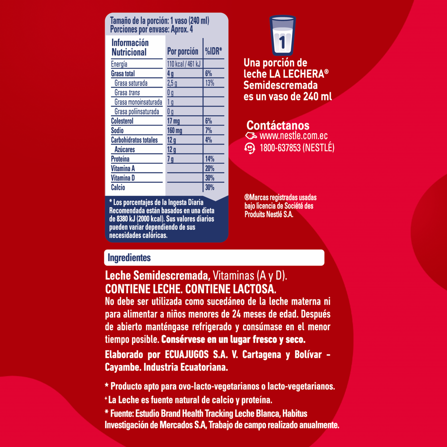 Leche Semidescremada Larga Vida LA LECHERA 3 X 1 L