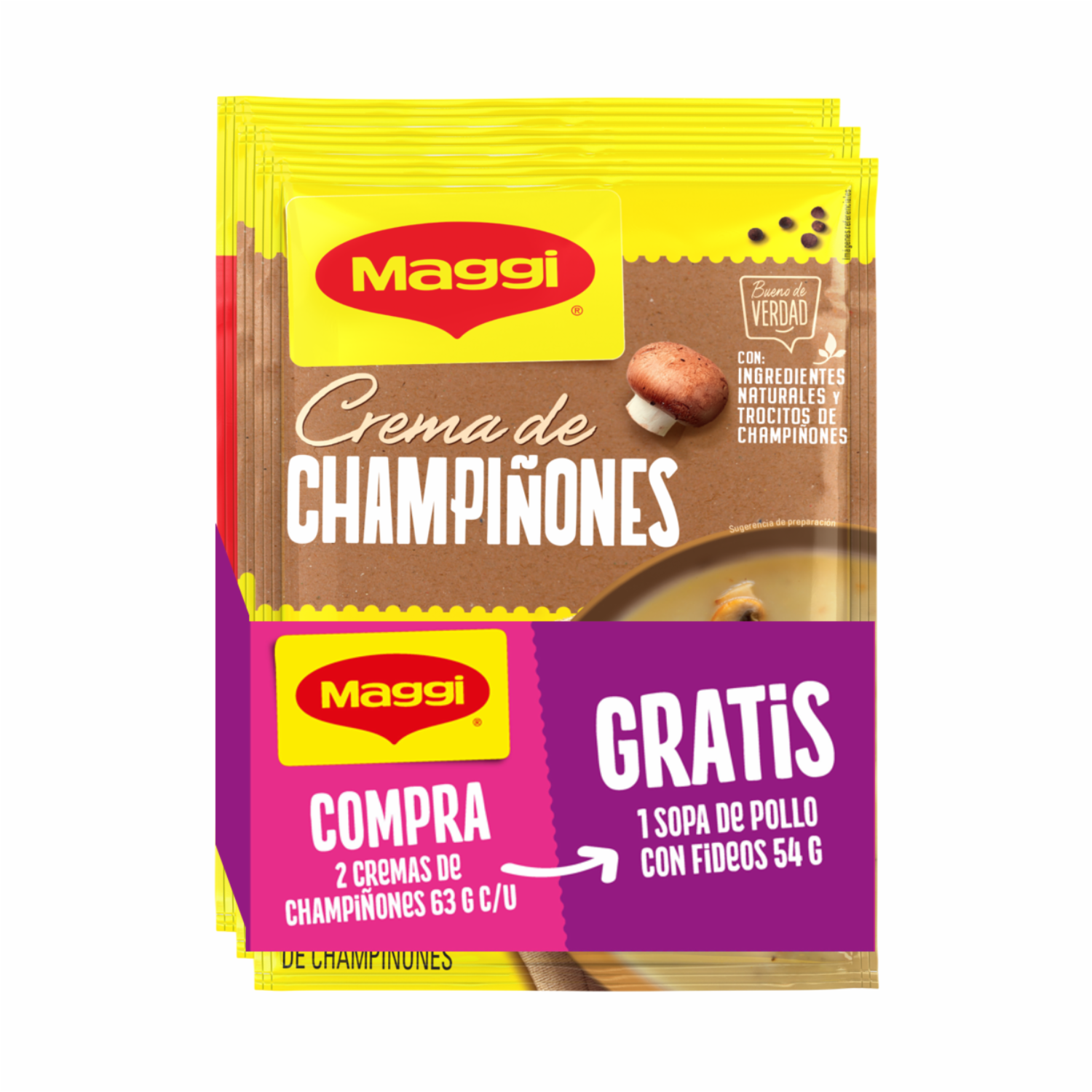 Crema Instantánea De Champiñones + Sopa De Pollo Con Fideos MAGGI 180 G