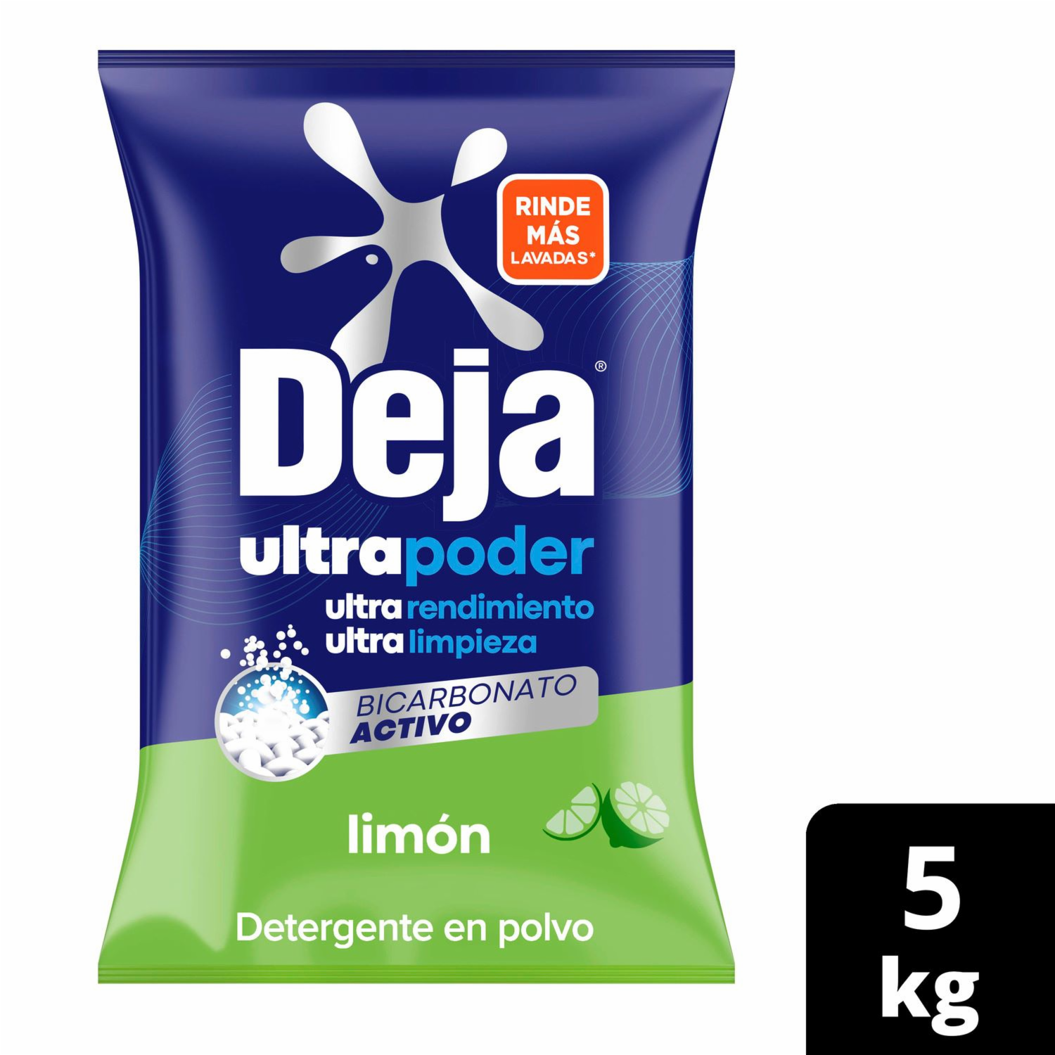 Detergente En Polvo Lavado Perfecto Limón + Bicarbonato DEJA 5 Kg