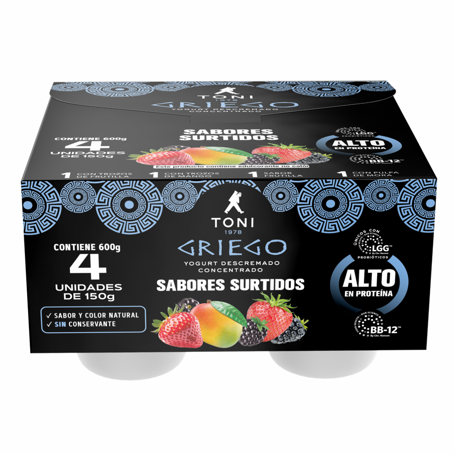 Yogurt Griego Sabores Surtidos Pack TONI 4 X 150G