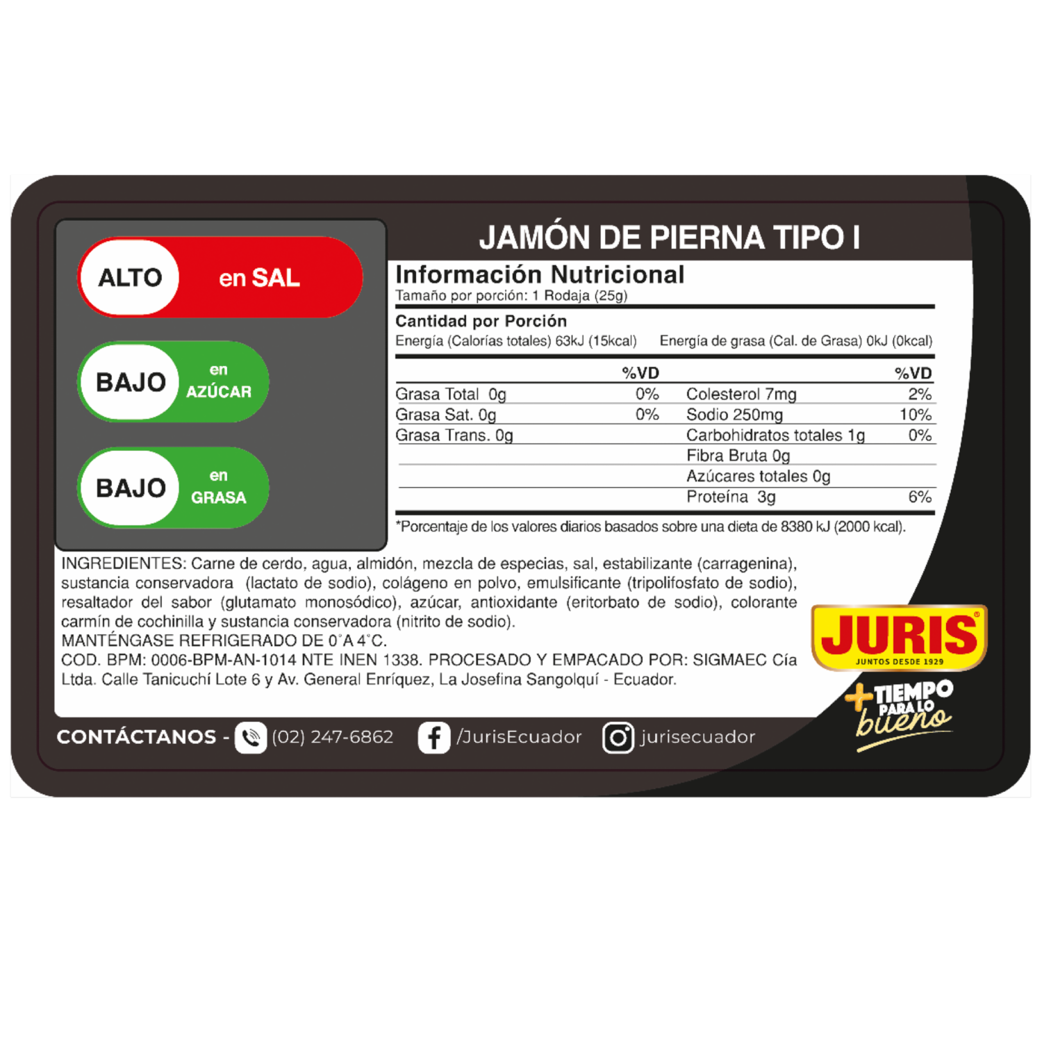Jamón De Pierna Premium JURIS al vacío