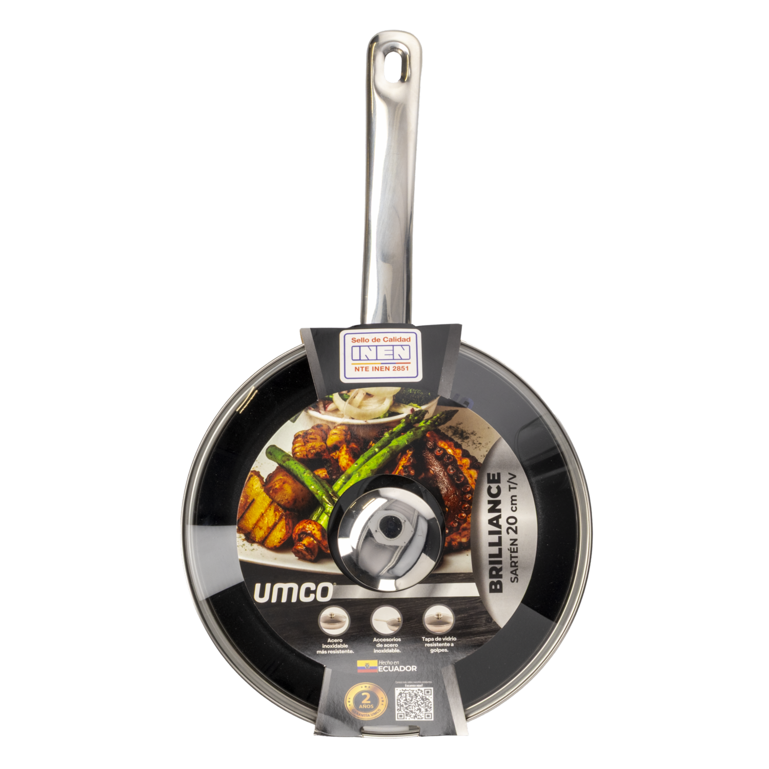 Sartén De Inducción Brilliance Con Tapa Vidrio UMCO 20 Cm