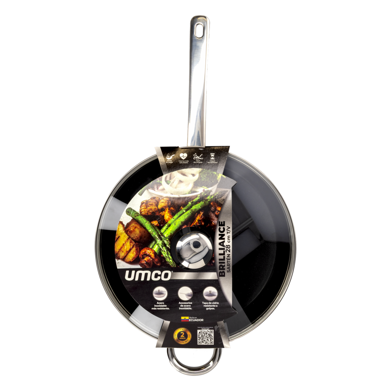 Sartén De Inducción Brilliance Con Tapa Vidrio UMCO 28 Cm