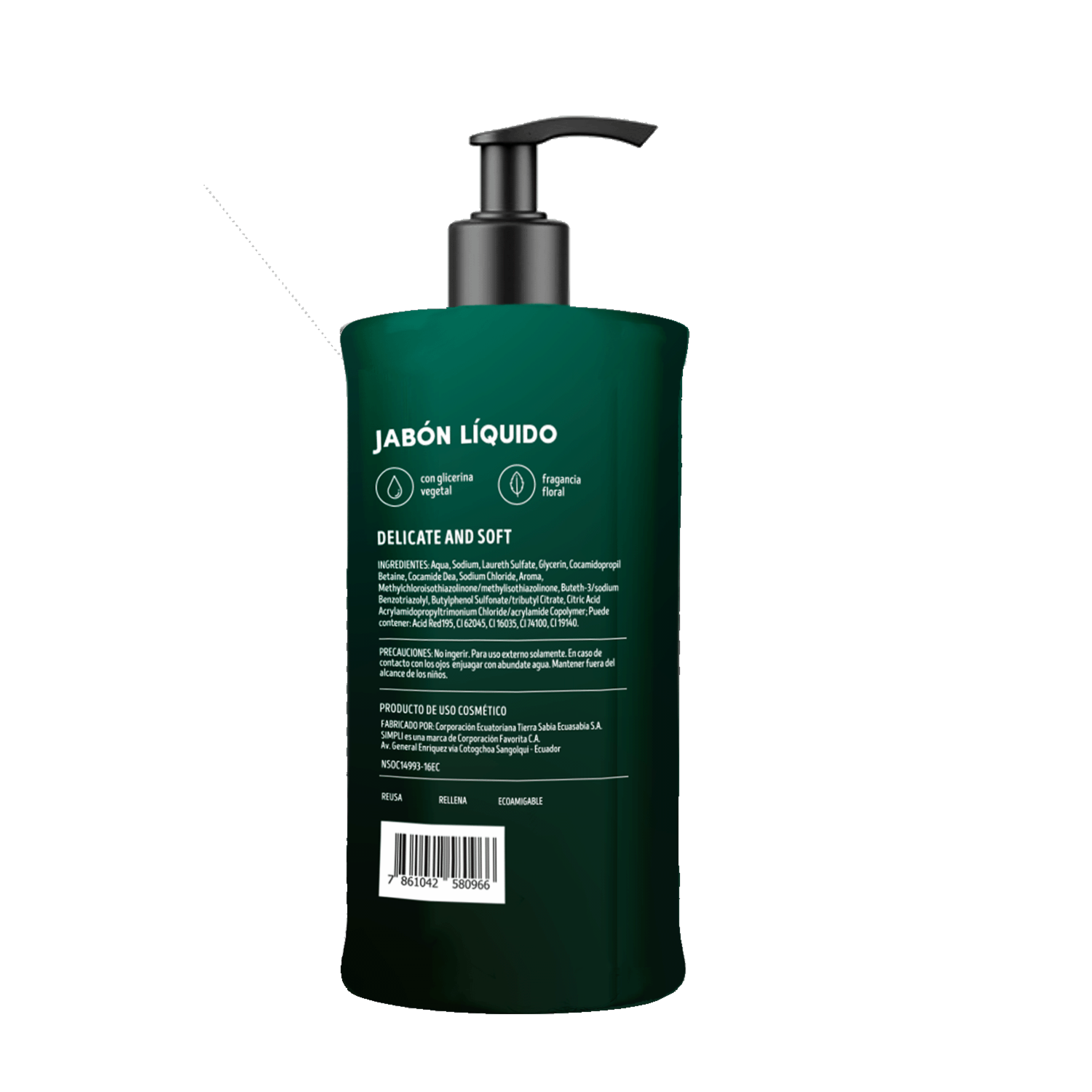 Jabón Líquido Fragancia Cedar Forest Men SIMPLI 400 Ml