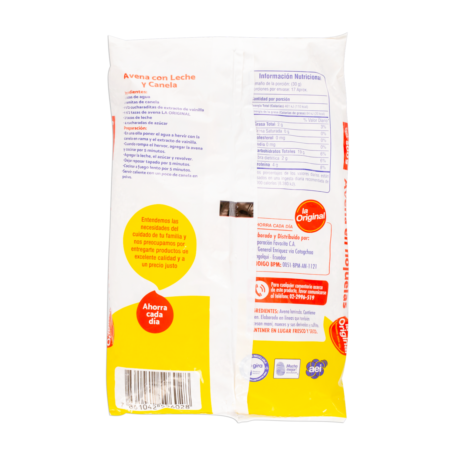 Avena En Hojuelas LA ORIGINAL 500 G