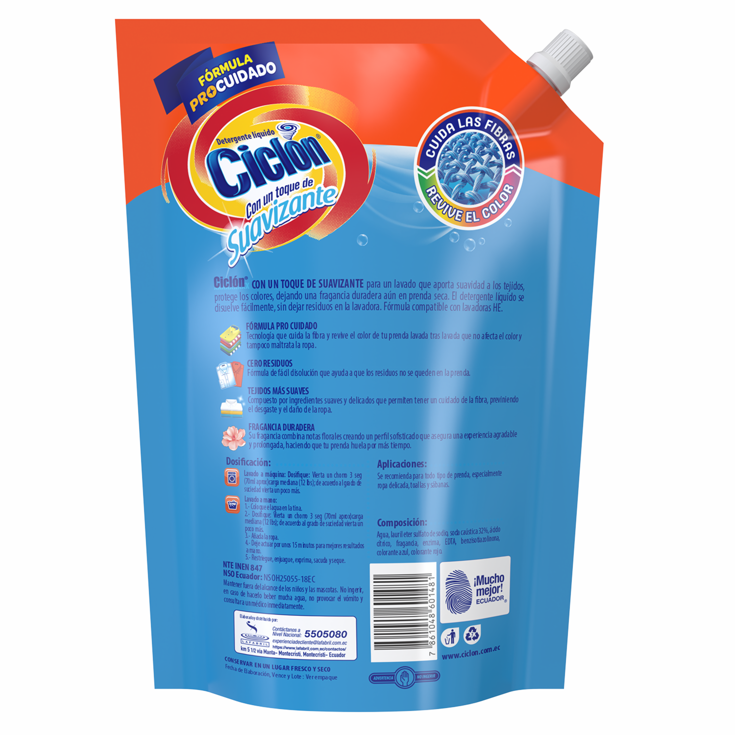 Detergente Líquido Con Suavizante CICLÓN 1300 Ml